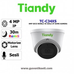 Tiandy TC-C34XS 4mp Sesli Starlight ip Dome Kamera